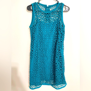 LOFT Ann Taylor Teal‎ Blue Lace Shift Dress | Size 2 Petite